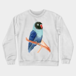 blue lutino collared lovebird watercolor Crewneck Sweatshirt